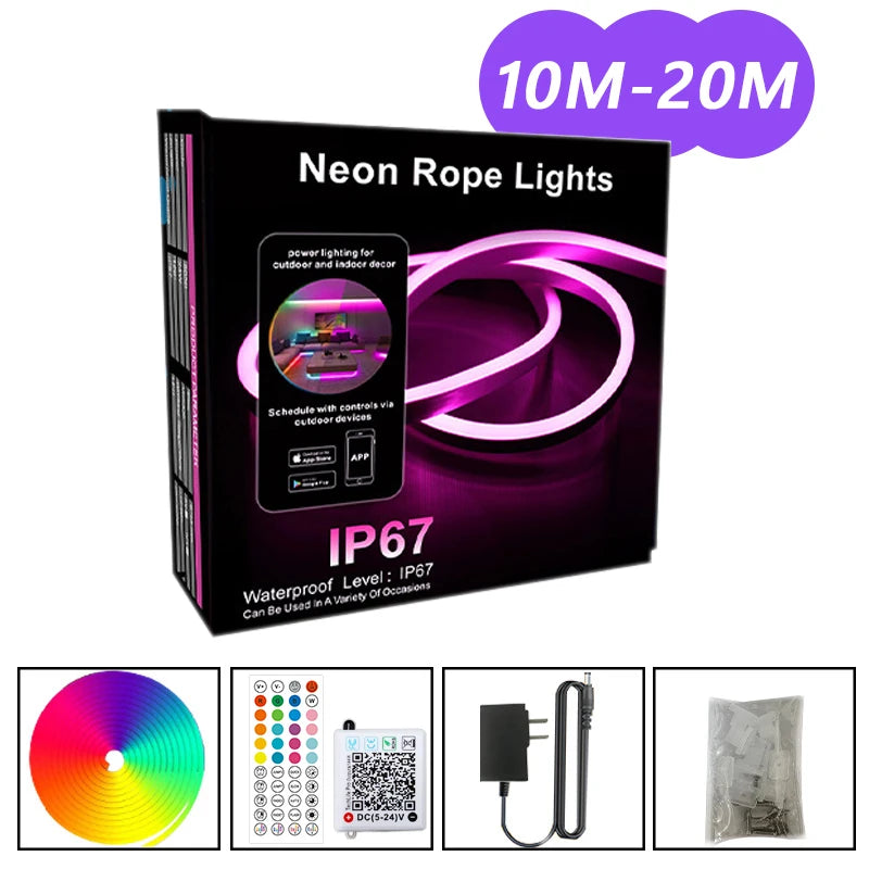 Ruban Néon LED Flexible RGB Connecté (Bluetooth / App / Télécommande)