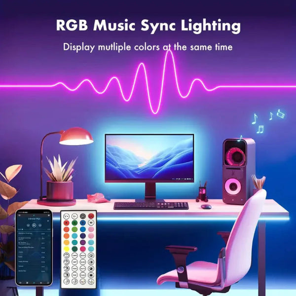 Ruban Néon LED Flexible RGB Connecté (Bluetooth / App / Télécommande)