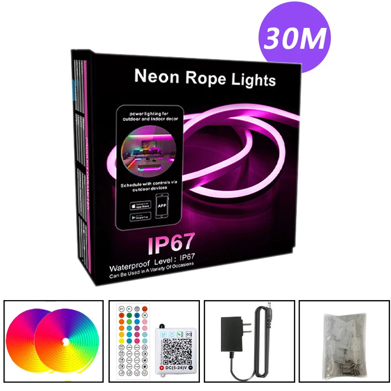 Ruban Néon LED Flexible RGB Connecté (Bluetooth / App / Télécommande)